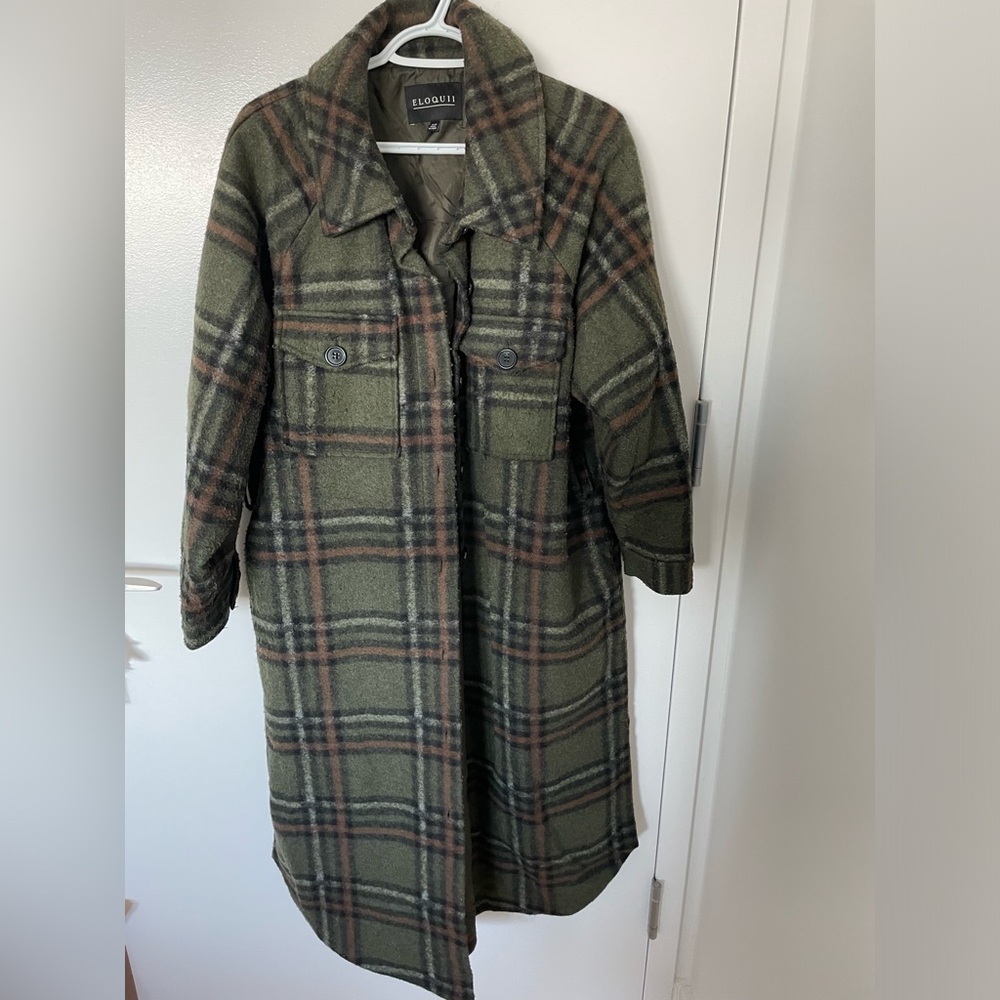 Eloquii Plaid Shacket - long